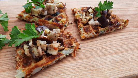 Bouchées froides | Gauffre de légumes, dés d’aubergines, mayo au cari