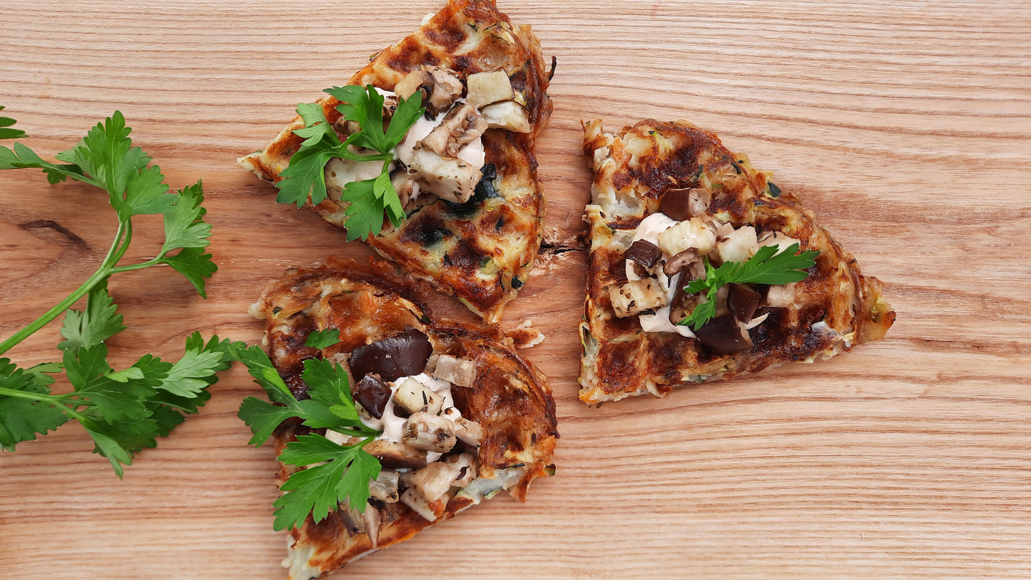 Bouchées froides | Gauffre de légumes, dés d’aubergines, mayo au cari