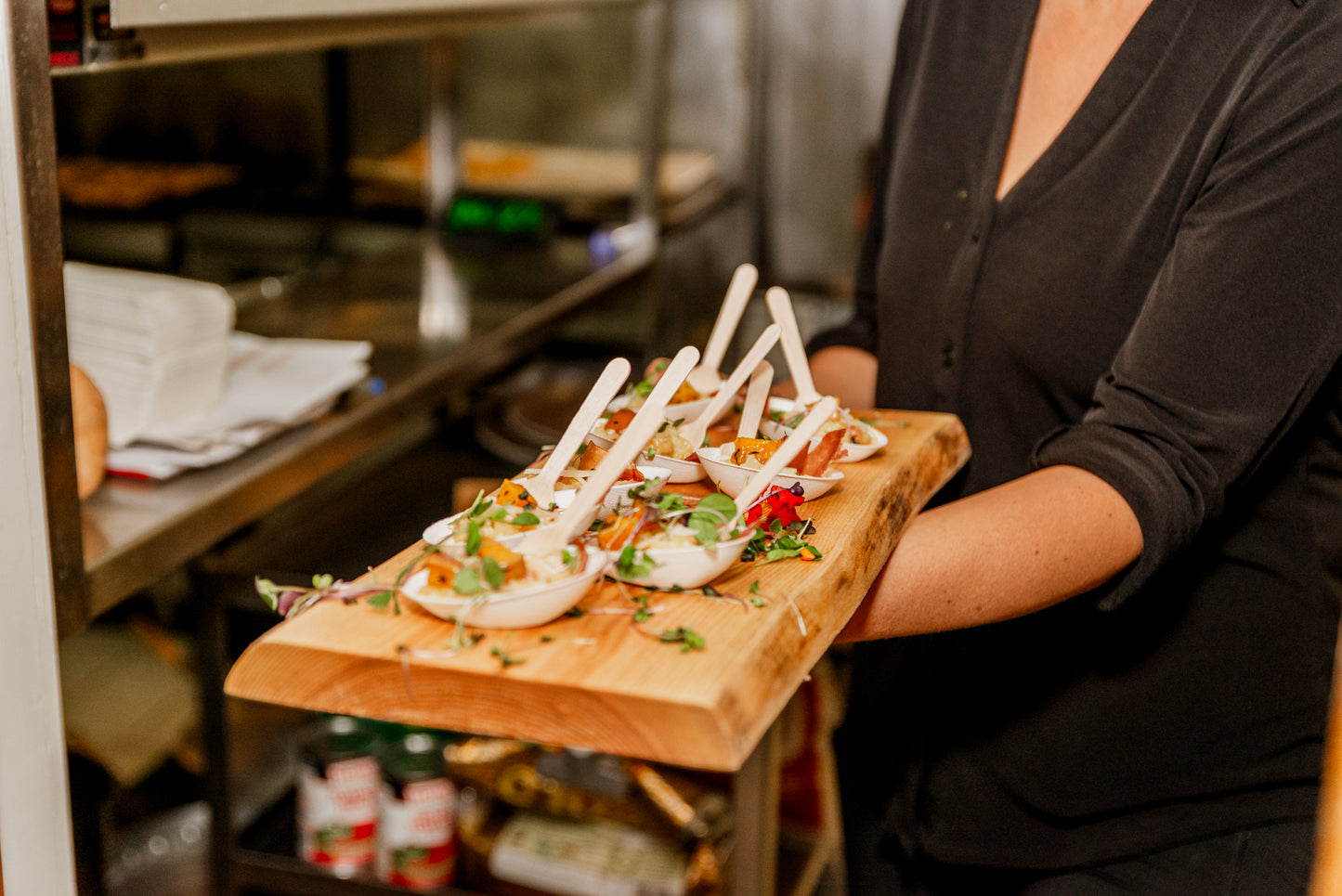 Bouchées chaudes | Risotto courge et proscuitto en verrine