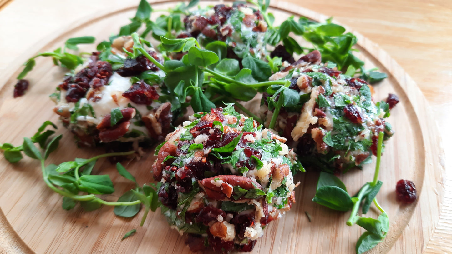 Cold Bites | Truffle with Honey Cheese Mousse, Pecans, Cranberries and Parsley