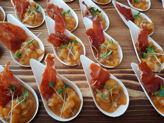 Cold appetizers | Peach chutney, proscuitto chip